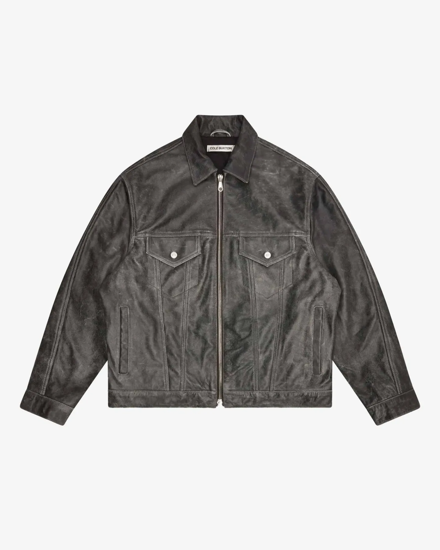 Cole Buxton CB CRACKED LEATHER TRUCKER| Outerwear|Leather