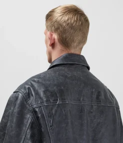 Cole Buxton CB CRACKED LEATHER TRUCKER| Outerwear|Leather
