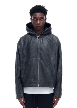 Cole Buxton CB HOODED LEATHER JACKET| Outerwear|Leather