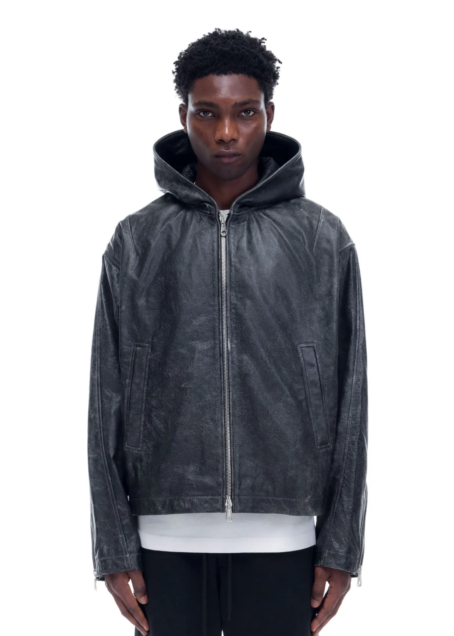 Cole Buxton CB HOODED LEATHER JACKET| Outerwear|Leather