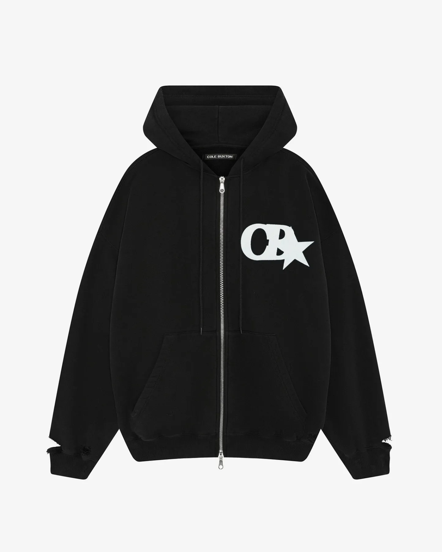Cole Buxton CB STAR DISTRESSED POCKET ZIPPED HOODIE| Hoodies