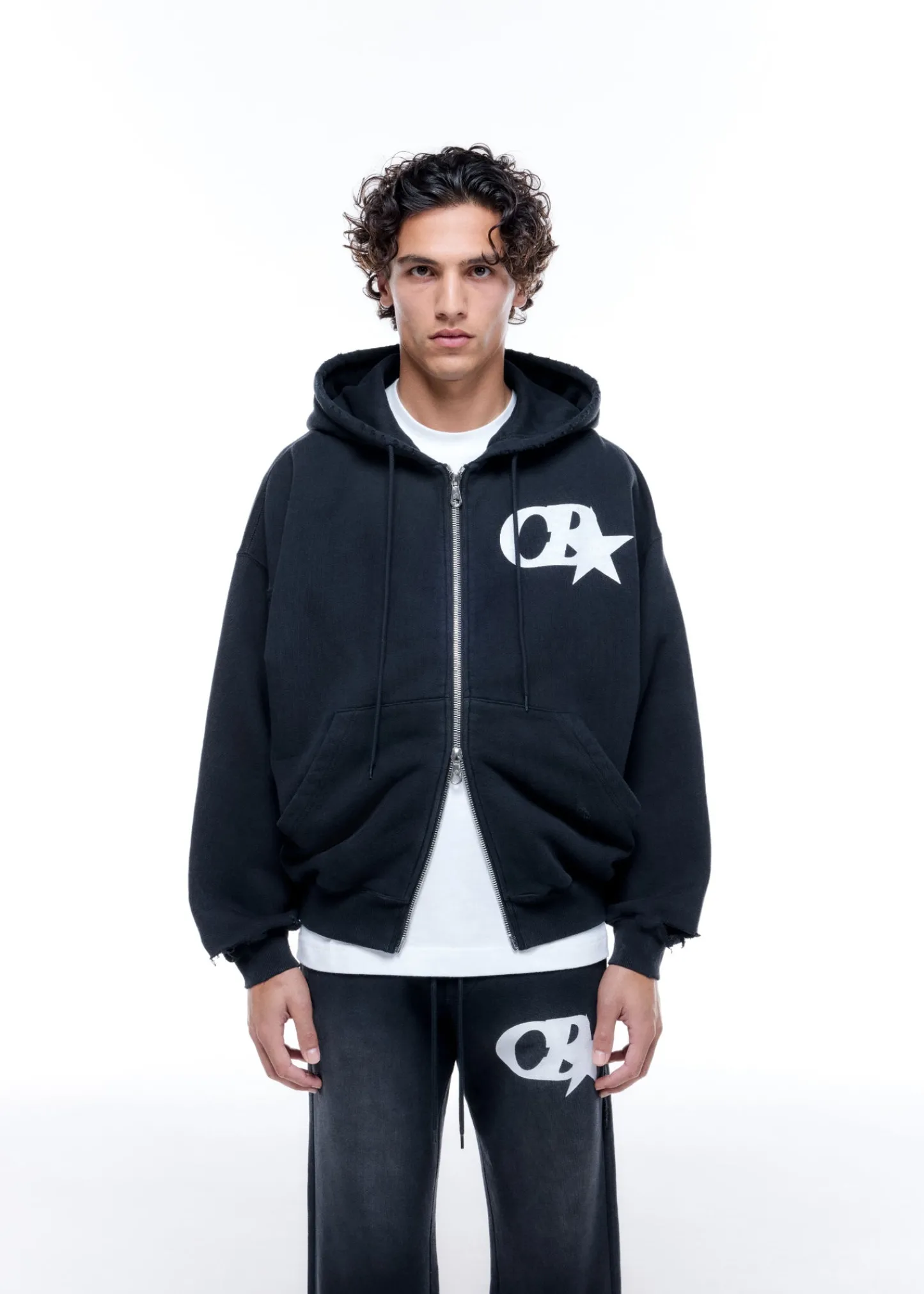 Cole Buxton CB STAR DISTRESSED POCKET ZIPPED HOODIE| Hoodies