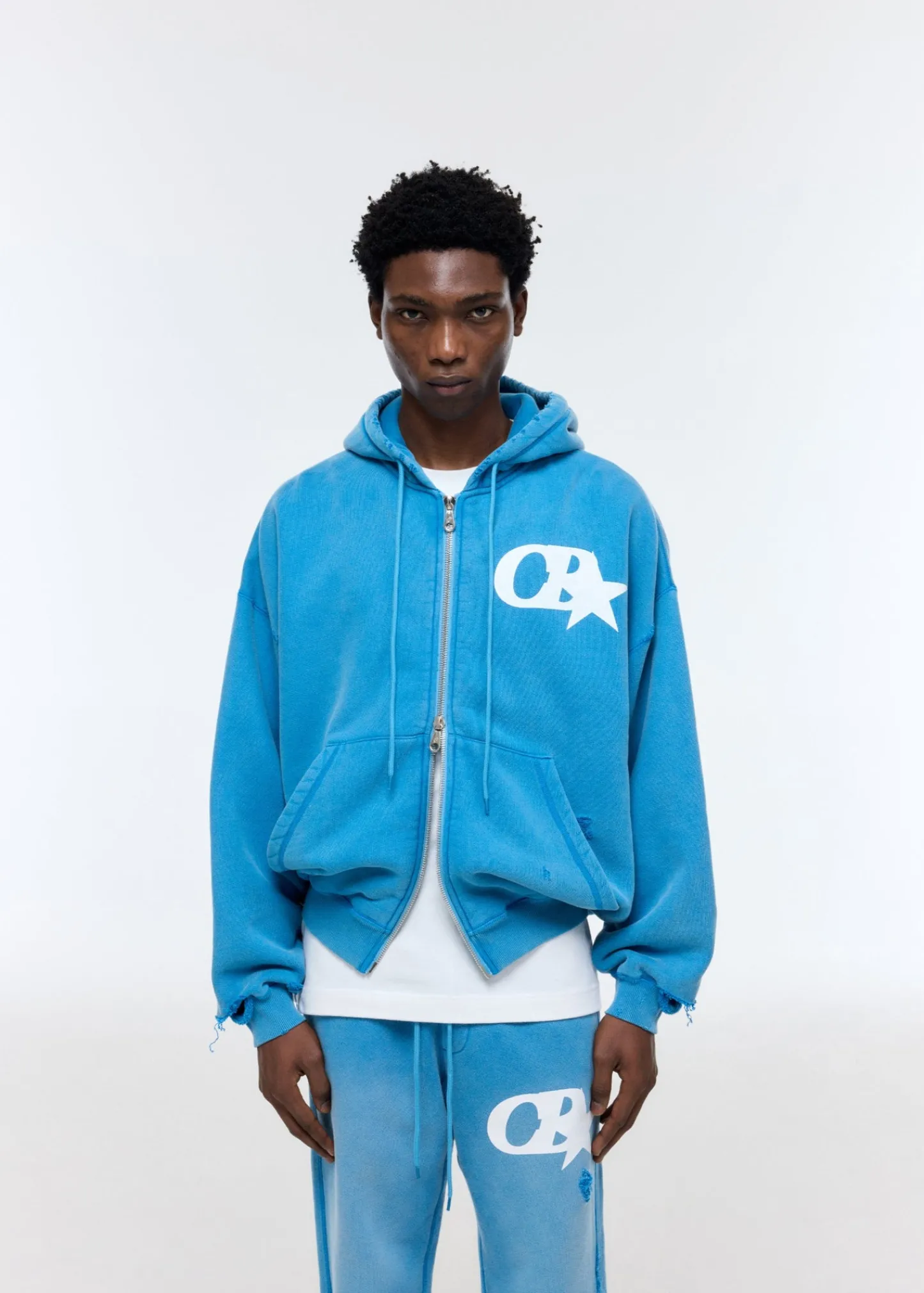 Cole Buxton CB STAR DISTRESSED POCKET ZIPPED HOODIE| Hoodies