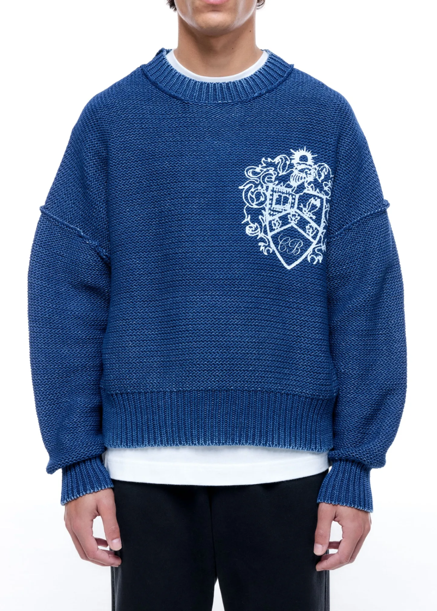 Cole Buxton COLLEGIATE CREST KNIT SWEATER| Knitwear