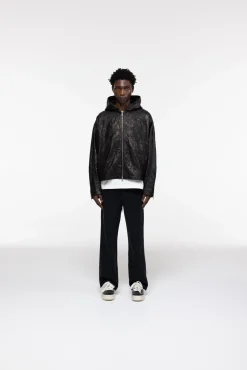 Cole Buxton CRUNCH ZIPPED LEATHER JACKET| Outerwear|Leather