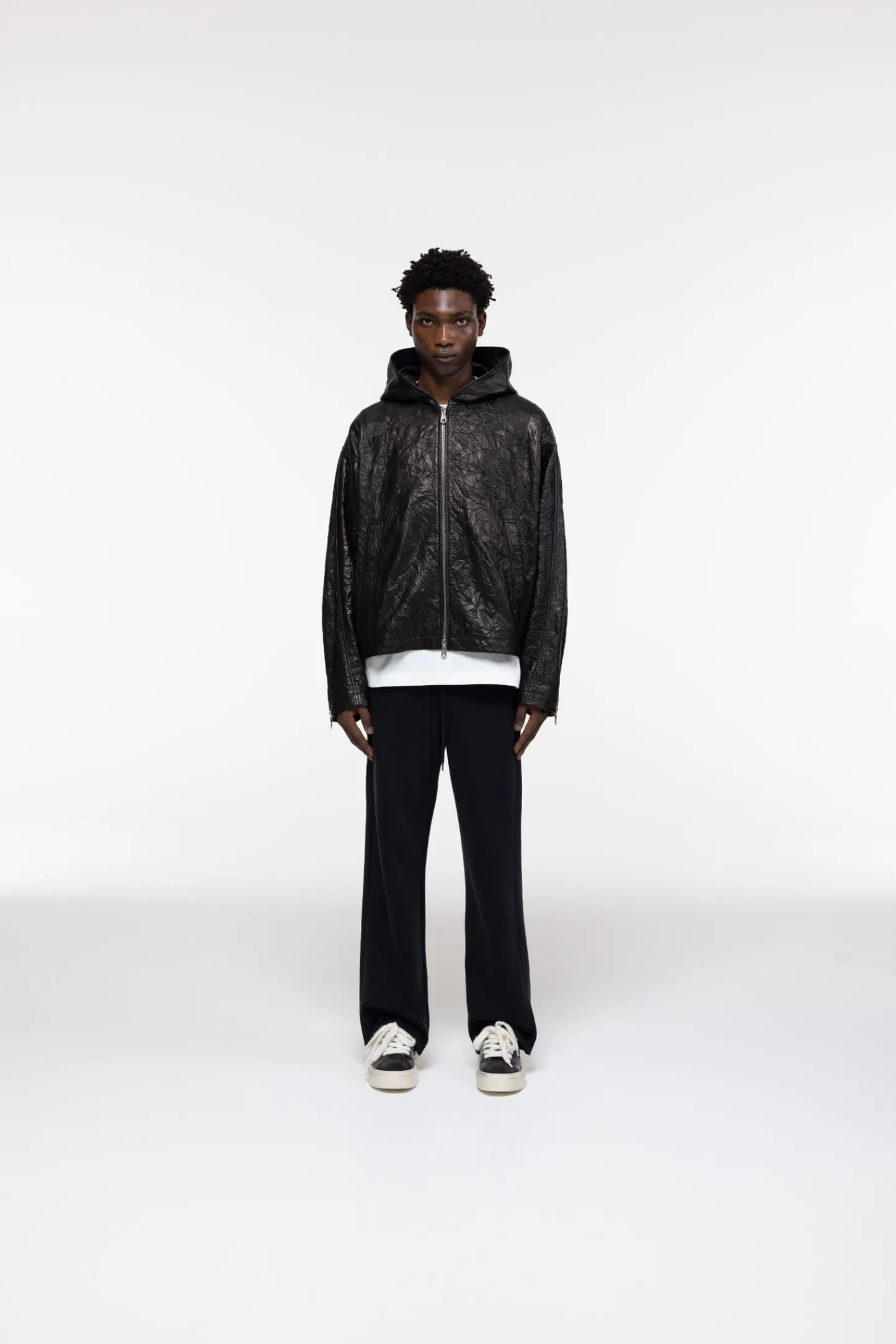 Cole Buxton CRUNCH ZIPPED LEATHER JACKET| Outerwear|Leather