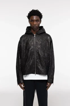 Cole Buxton CRUNCH ZIPPED LEATHER JACKET| Outerwear|Leather
