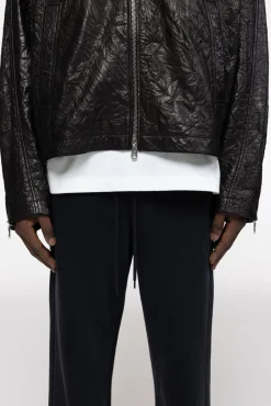Cole Buxton CRUNCH ZIPPED LEATHER JACKET| Outerwear|Leather
