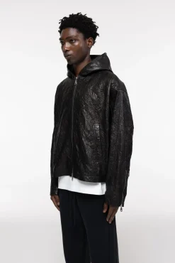 Cole Buxton CRUNCH ZIPPED LEATHER JACKET| Outerwear|Leather