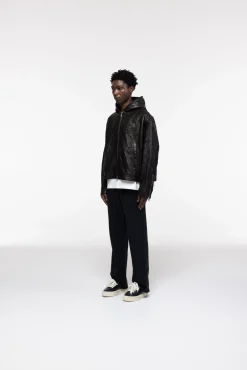 Cole Buxton CRUNCH ZIPPED LEATHER JACKET| Outerwear|Leather
