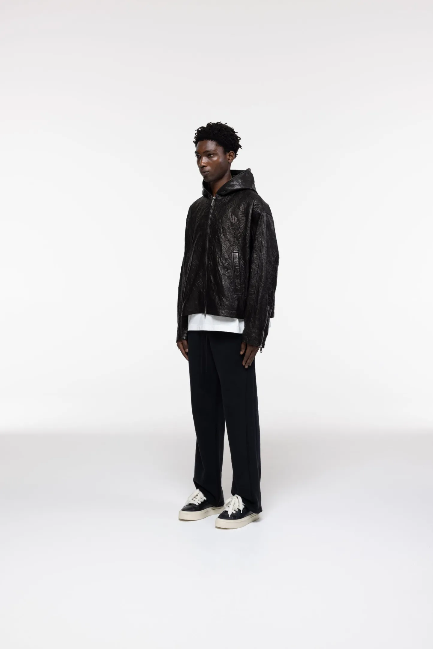 Cole Buxton CRUNCH ZIPPED LEATHER JACKET| Outerwear|Leather