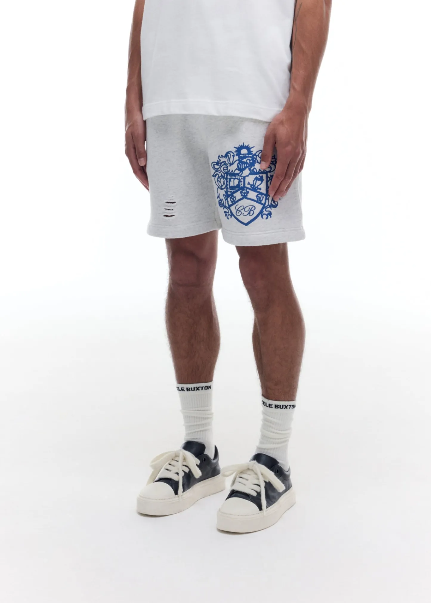 Cole Buxton DISTRESSED COLLEGIATE CREST SHORTS| Shorts
