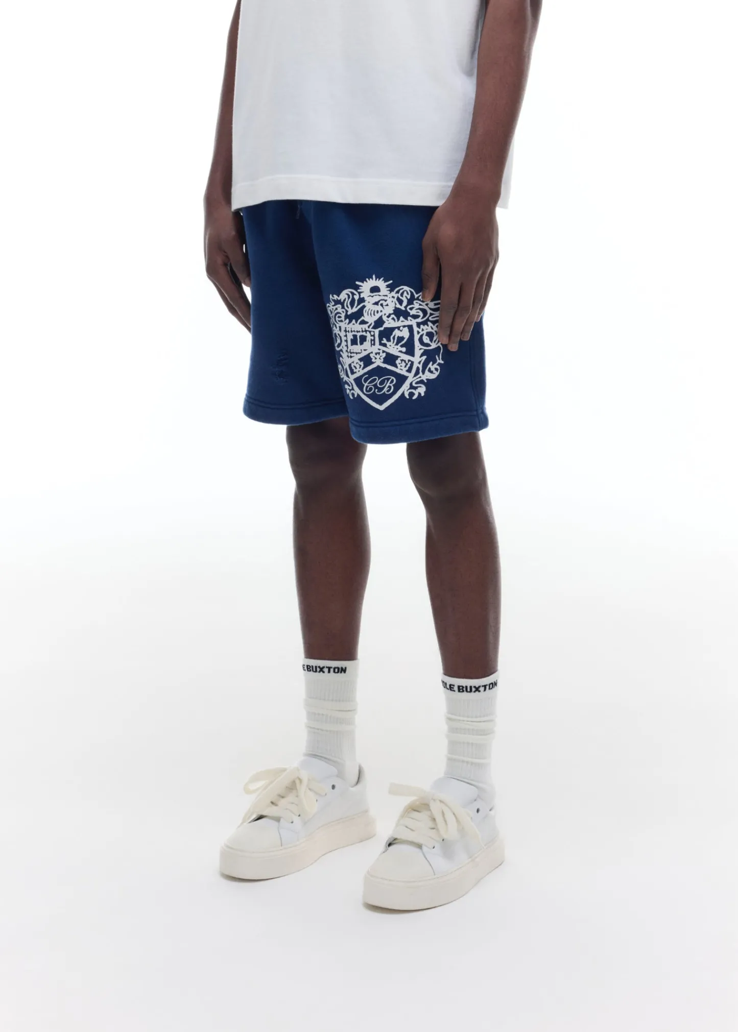 Cole Buxton DISTRESSED COLLEGIATE CREST SHORTS| Shorts