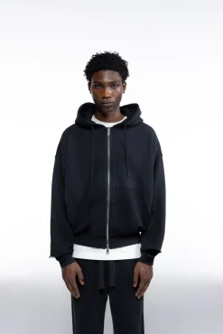 Cole Buxton DISTRESSED ZIPPED HOODIE| Hoodies