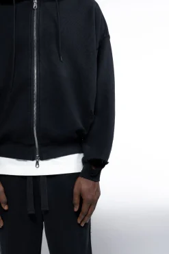 Cole Buxton DISTRESSED ZIPPED HOODIE| Hoodies