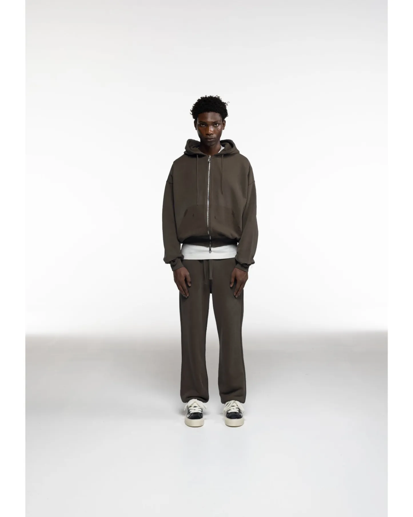 Cole Buxton DISTRESSED ZIPPED HOODIE| Hoodies