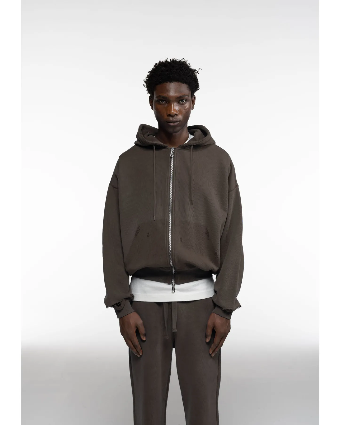Cole Buxton DISTRESSED ZIPPED HOODIE| Hoodies