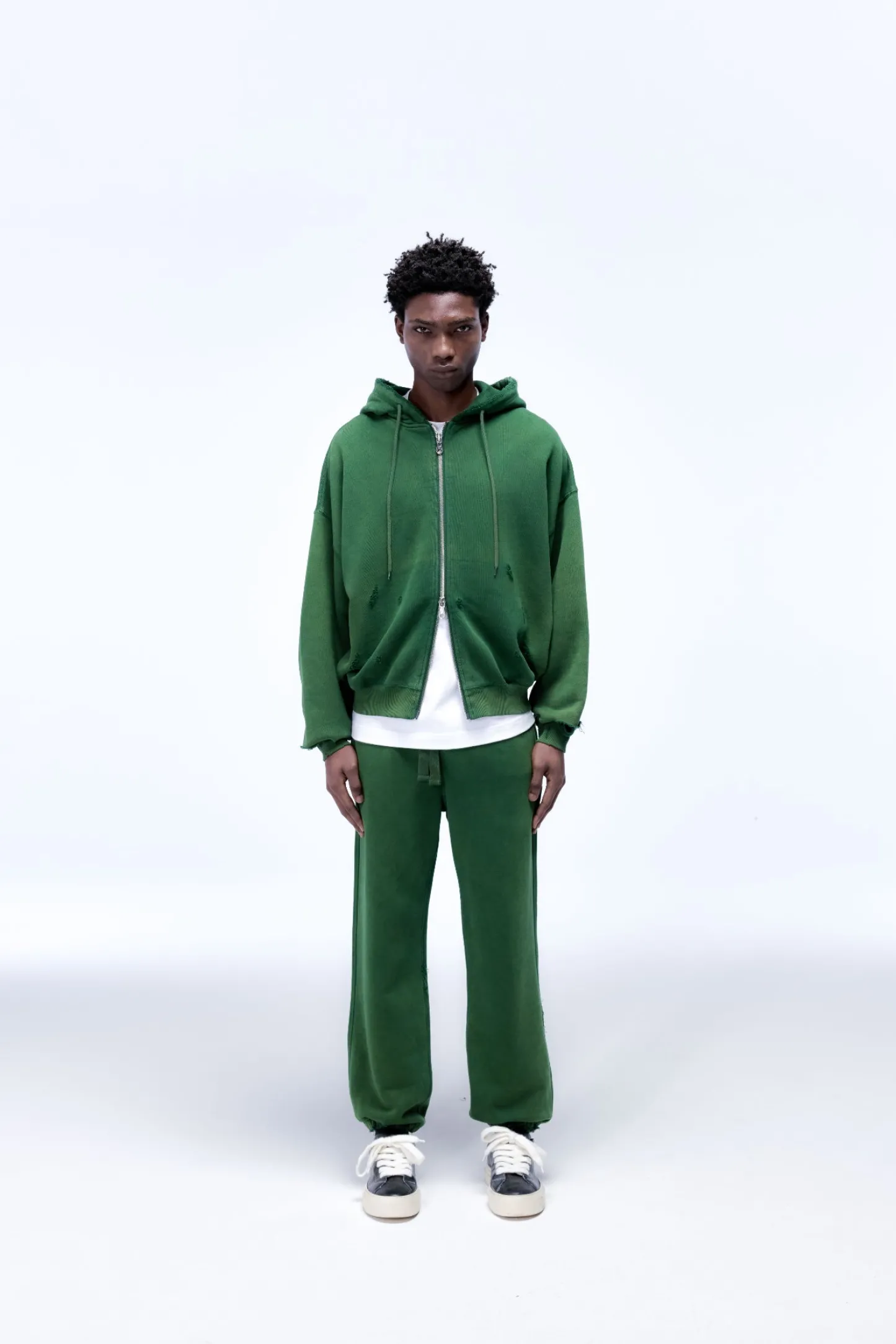 Cole Buxton DISTRESSED ZIPPED HOODIE| Hoodies