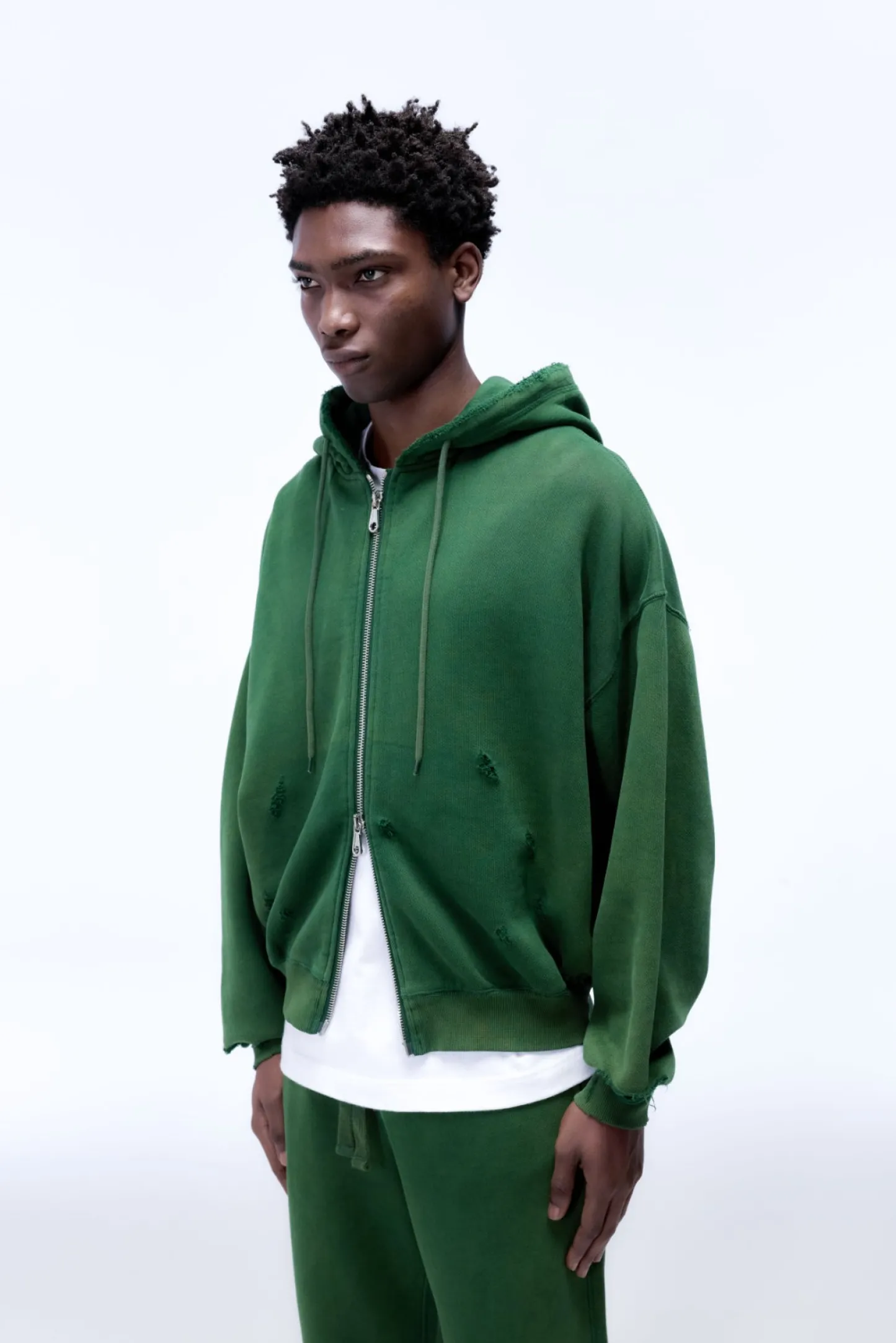 Cole Buxton DISTRESSED ZIPPED HOODIE| Hoodies