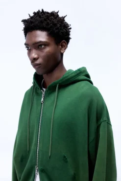 Cole Buxton DISTRESSED ZIPPED HOODIE| Hoodies