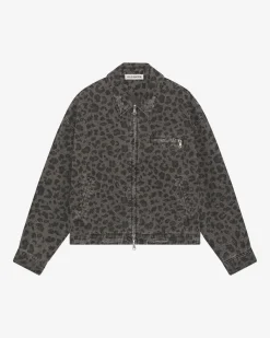 Cole Buxton LEOPARD DISTRESSED TRUCKER JACKET| Outerwear