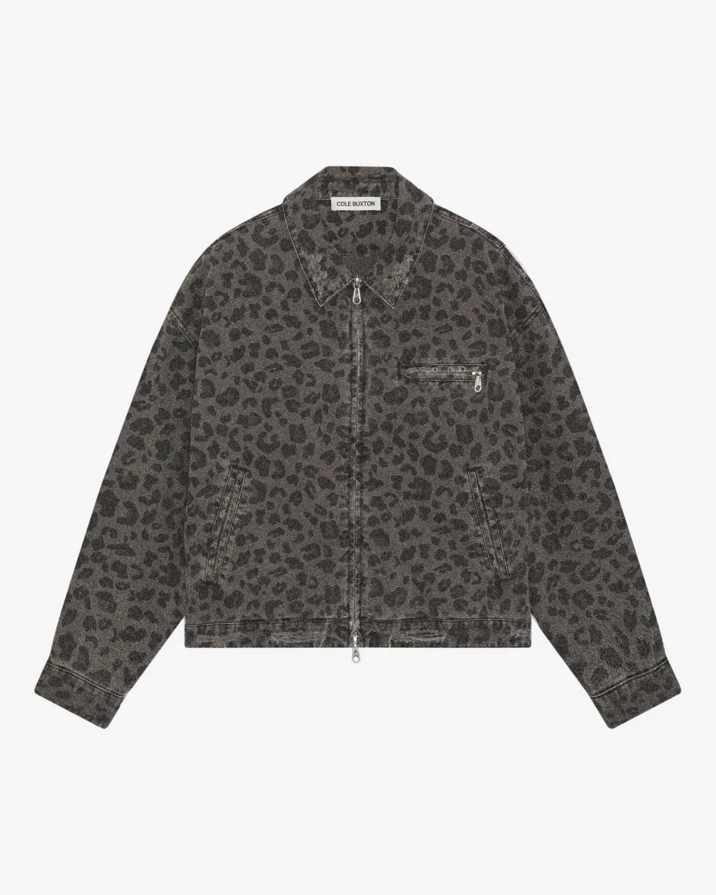 Cole Buxton LEOPARD DISTRESSED TRUCKER JACKET| Outerwear