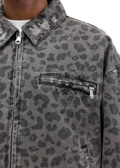 Cole Buxton LEOPARD DISTRESSED TRUCKER JACKET| Outerwear