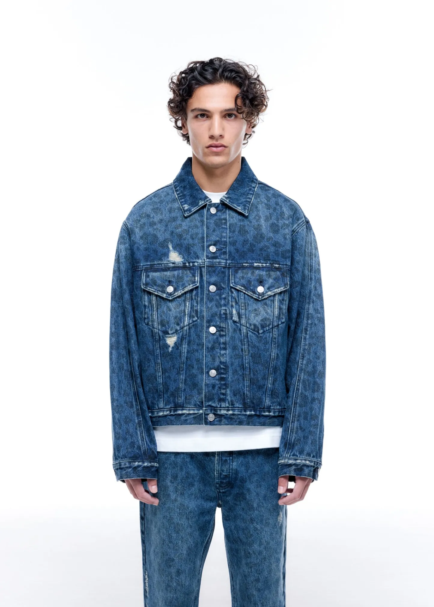 Cole Buxton LEOPARD PRINT DENIM JACKET| Outerwear|Denim