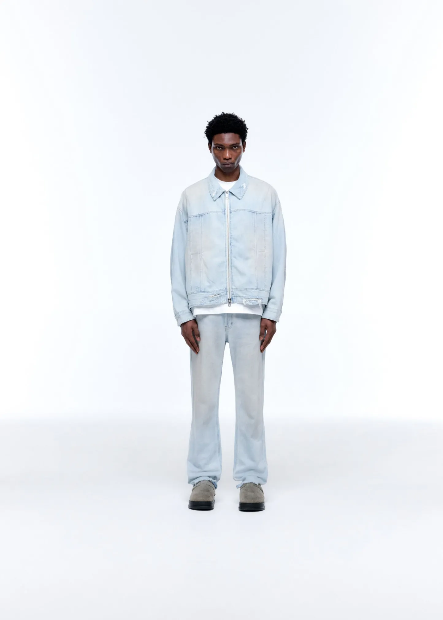 Cole Buxton LIGHT WASH DENIM TRUCKER JACKET| Outerwear|Denim