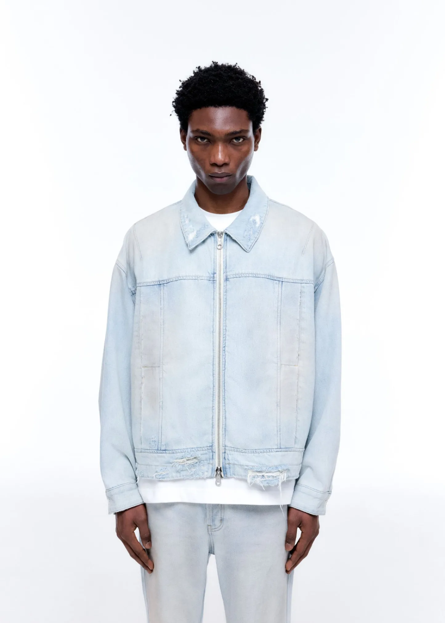 Cole Buxton LIGHT WASH DENIM TRUCKER JACKET| Outerwear|Denim