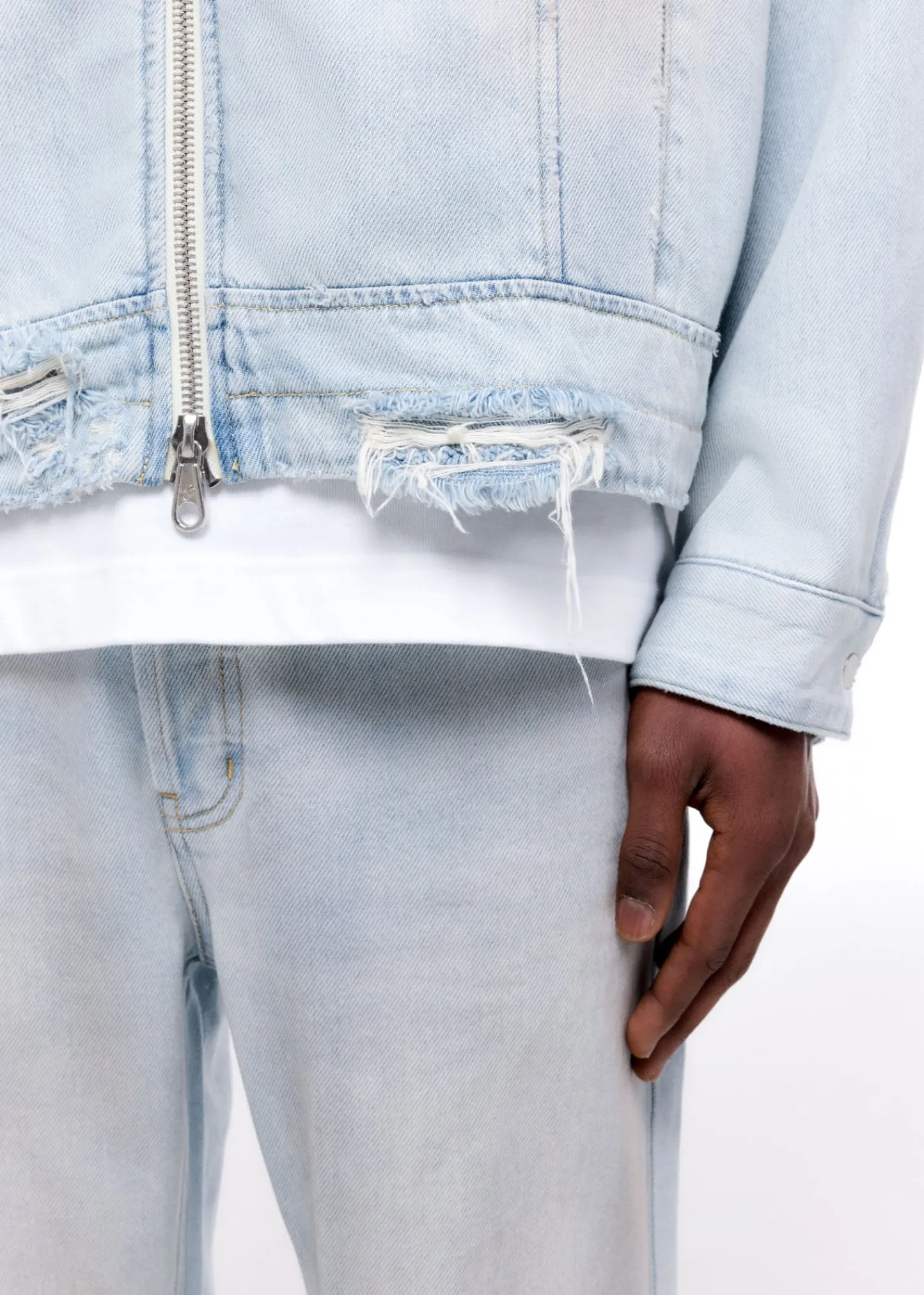 Cole Buxton LIGHT WASH DENIM TRUCKER JACKET| Outerwear|Denim