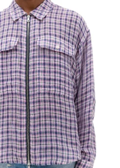 Cole Buxton LINEN FLANNEL ZIPPED SHIRT| Shirts