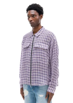 Cole Buxton LINEN FLANNEL ZIPPED SHIRT| Shirts