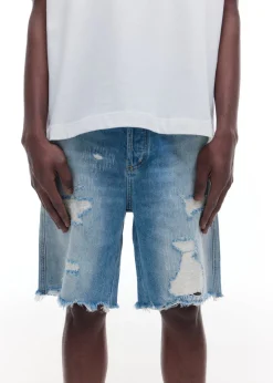 Cole Buxton REPAIRED DENIM SHORTS| Shorts|Denim