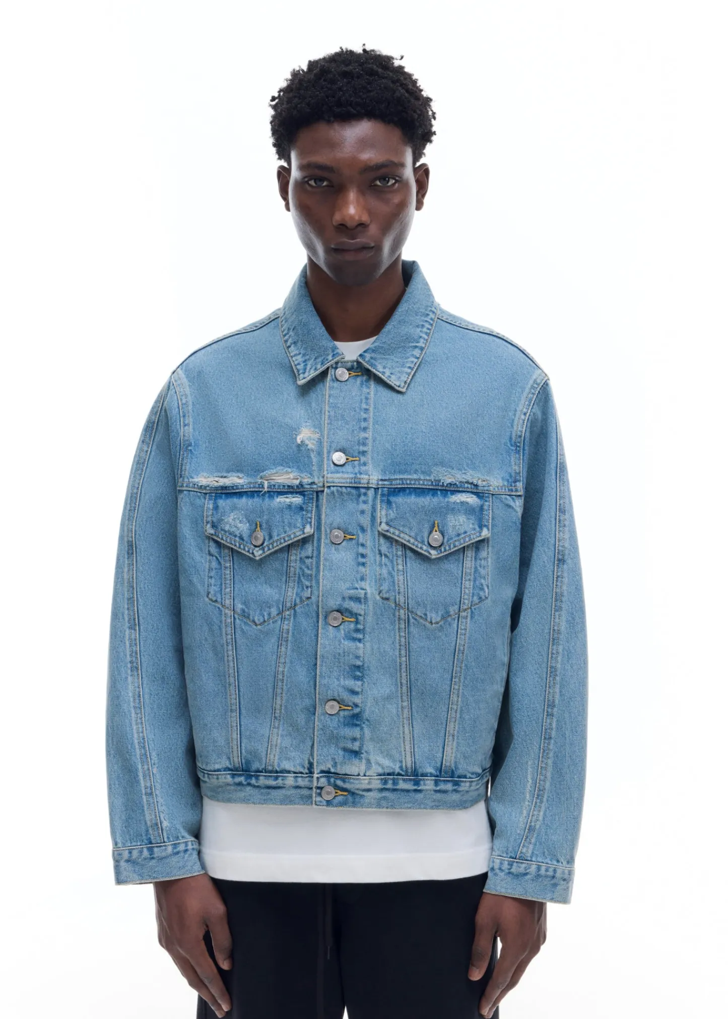 Cole Buxton WASHED DENIM JACKET| Outerwear|Denim